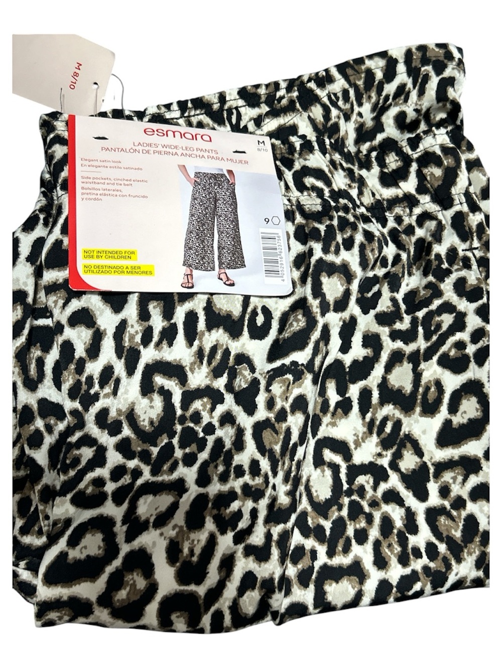 Esmara Leopard Print Wide-Leg Pants - Black & Cream